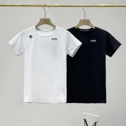Hochwertiges Descente Kurzarm-Shirt im schwarz gestreiften Stil