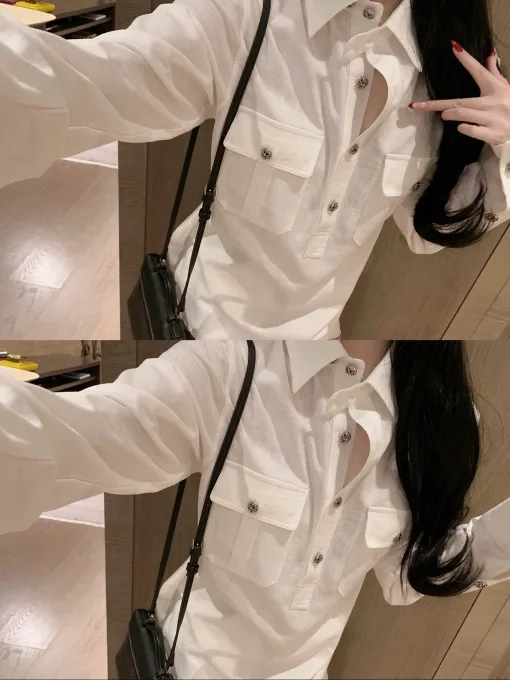 Hochwertiges Chrome Hearts Shirt aus weißer Leder-Logo-Kollektion