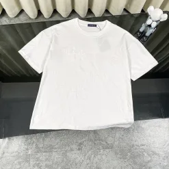Luxus Louis Vuitton Kurzarm Weißer Strick Bestickter Stil