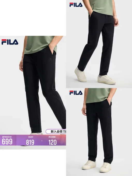 Hochwertige Fila-Hose in Schwarz, Strick, minimalistischer Stil