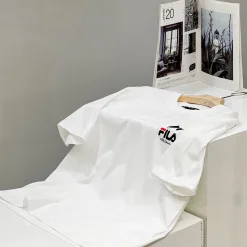Premium Fila Kurzarm-Baumwoll-Print in Schwarz