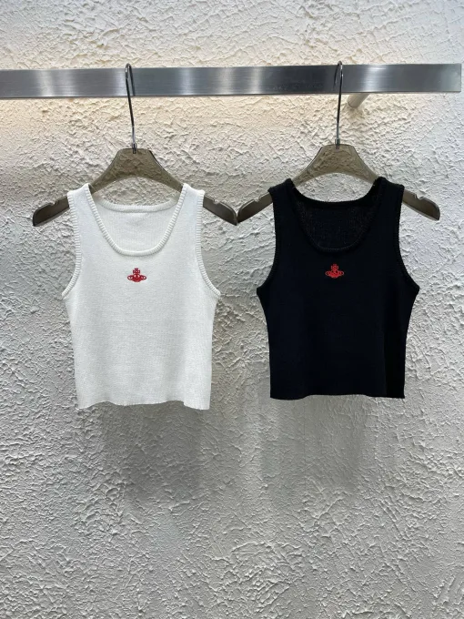 Luxus Vivienne Westwood Weste Weiß Strick Bestickt Luxus