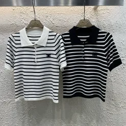 Luxus Celine Kurzarm Weiß Leder Logo Stil