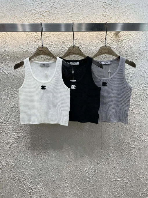 Premium Chanel Weste Weiß Strick Bestickte Kollektion