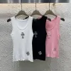 Luxus Chrome Hearts Weste Weiß Strick Bestickt Luxus