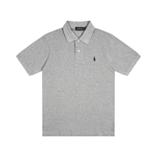 Hochwertiges Poloshirt von Ralph Lauren aus schwarzer Baumwolle mit Stickereien