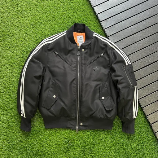Luxus Adidas Mäntel Schwarz Nylon Casual Style