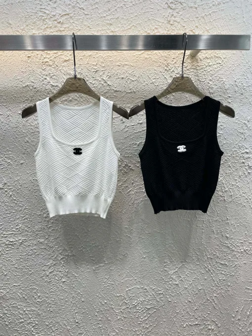 Bestseller Chanel Weste Weiß Strick Bestickte Kollektion