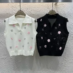 Premium Chanel Weste Weiß Strick Monogramm Kollektion