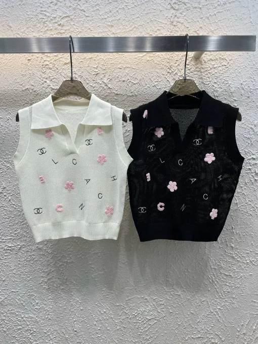 Premium Chanel Weste Weiß Strick Monogramm Kollektion