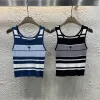 Hochwertige Dior Weste Blauer Strick Bestickter Luxus