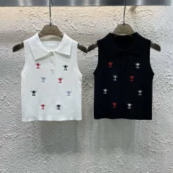 Premium Dior Weste Weißer Strick Bestickte Kollektion