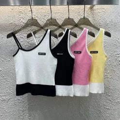 Premium Miu Miu Hosenträger Weiß Strick Logo Kollektion