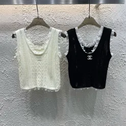 Premium Chanel Weste in weißem Strickstil