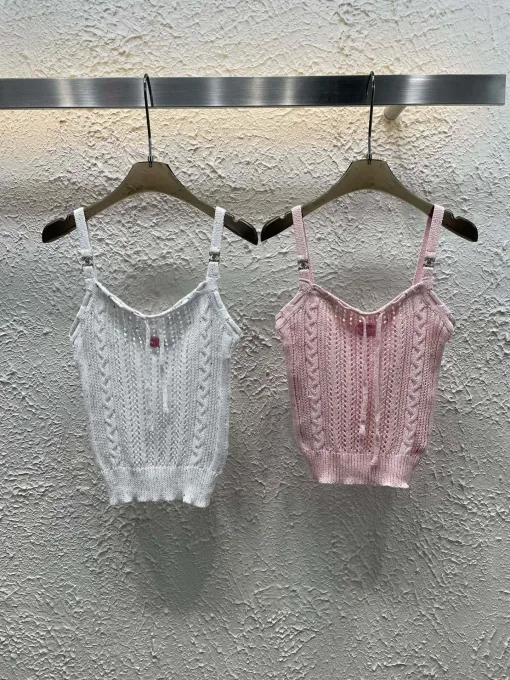 Premium Chanel Hosenträger im weißen Strick-Stil