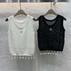 Premium Chanel Weste Weiß Strick Luxus