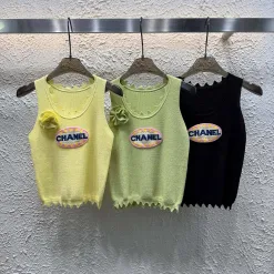 Hochwertige Chanel Weste im gelben Strick-Stickerei-Stil