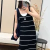 Premium Chanel Weste Schwarz Strick Bestickte Kollektion
