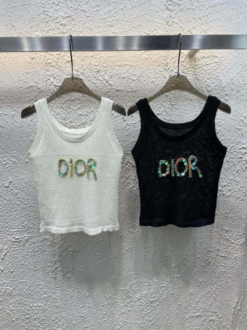 Hochwertige Dior Weste im weißen Strickstil
