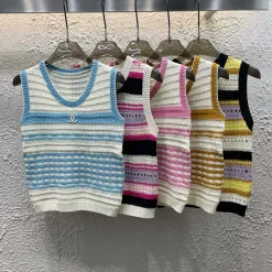 Hochwertige Chanel Weste Strick Gestreift Luxus