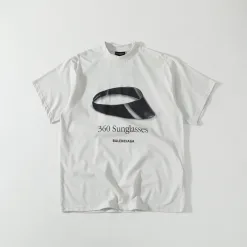 Hochwertige Balenciaga Kurzarm-Kollektion aus cremefarbener Baumwolle