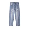 Bestseller Ami Hose Blau Leder Patchwork Stil