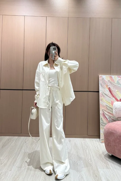 Luxus Chanel Hemd Weiß Bestickte Kollektion