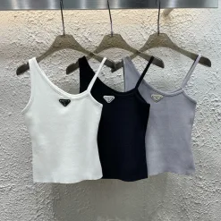 Premium Prada Hosenträger Weiß Strick Logo Luxus