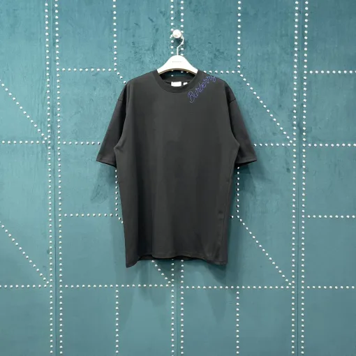 Burberry Kurzarmhemd in Premiumqualität mit Stickerei in blauer Baumwolle