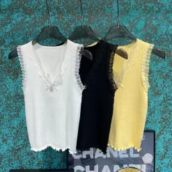 Luxus Chanel Weste Weiß Strick Kollektion