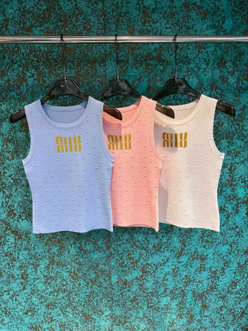 Premium Miu Miu Weste Blaue Strick-Jacquard-Kollektion
