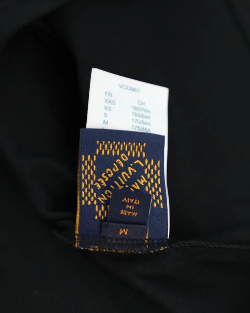 Luxus Louis Vuitton Kurzarmhemd Schwarz Baumwolle Bestickt Luxus
