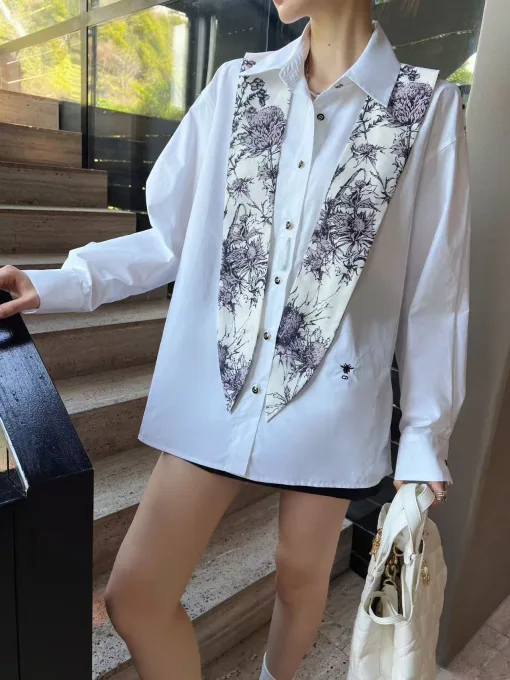 Bestseller Dior Hemd Weiß Patchwork Kollektion