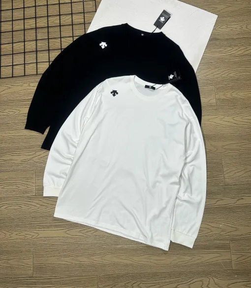 Premium Qualität Descente Langarm Schwarz Strick Casual Kollektion