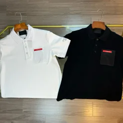 Bestseller Prada Kurzarmhemd in roter Baumwolle im Washed-Stil