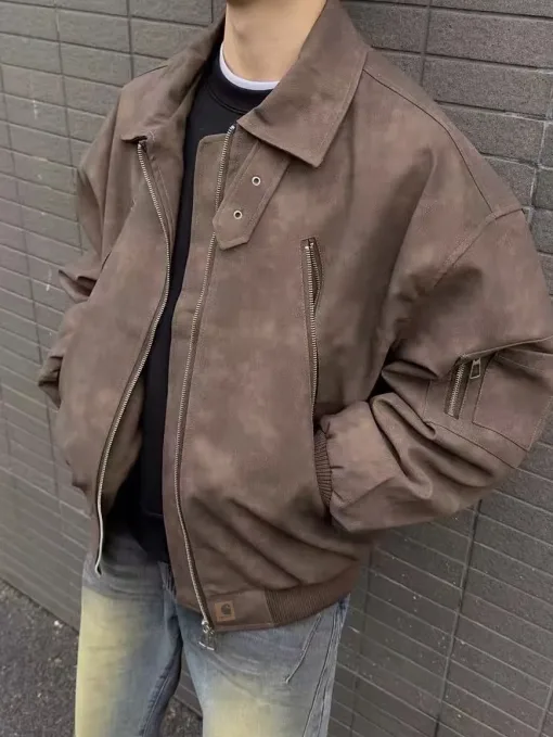 Luxus Carhartt Jacken Braun Leder Retro Luxus
