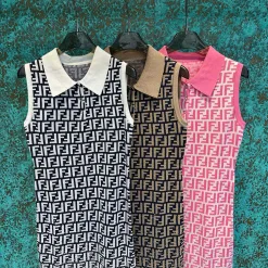 Hochwertige Fendi-Weste aus weißer Strick-Monogramm-Kollektion
