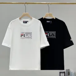 Premium Qualität Fila Kurzarm Schwarz Baumwolle Klassischer Luxus