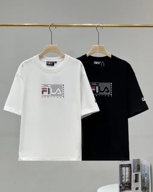 Premium Qualität Fila Kurzarm Schwarz Baumwolle Klassischer Luxus