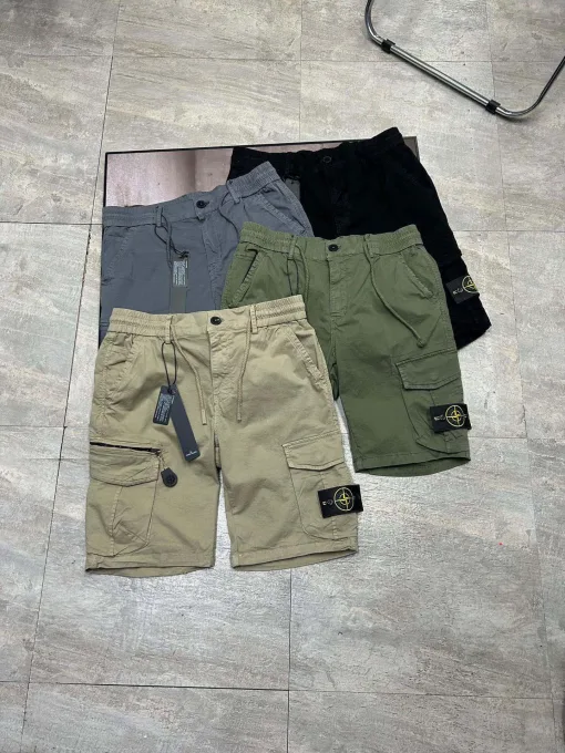 Premium Stone Island Shorts Schwarze Baumwolle Casual Kollektion