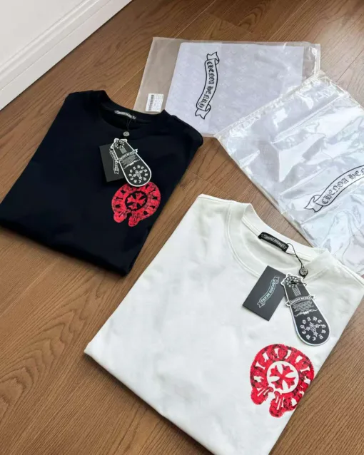 Meistverkaufte Chrome Hearts Kurzarm Schwarz Baumwolle Gewaschen Luxus