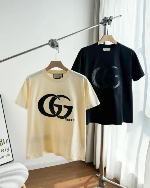 Meistverkaufte Gucci Kurzarm Schwarz Leder Bestickt Luxus