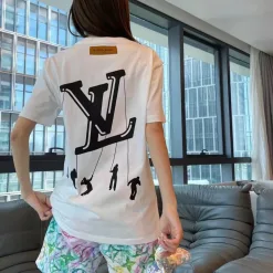 Premium Louis Vuitton Kurzarm Baumwolle Klassischer Luxus