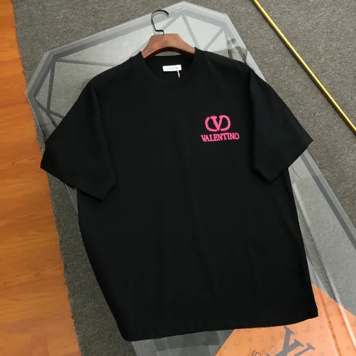 Bestseller Valentino Kurzarm Schwarz Baumwolle Druck Luxus