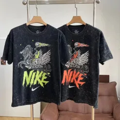 Hochwertige Nike Kurzarm-Retro-Kollektion aus schwarzer Baumwolle