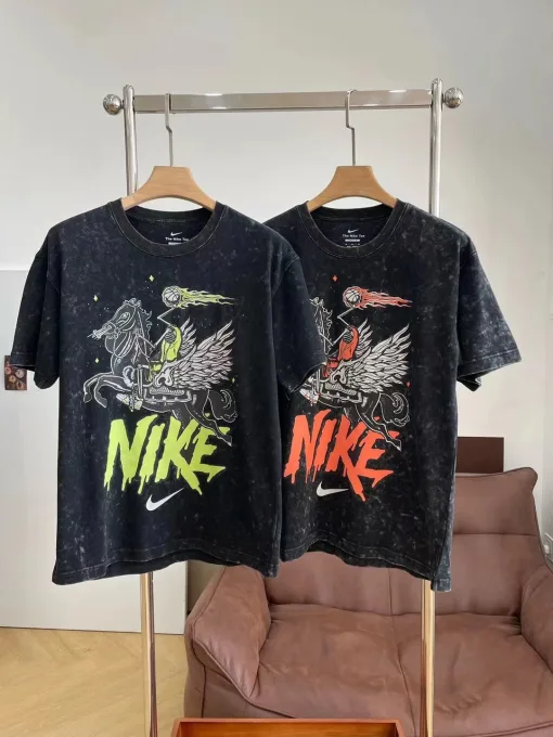 Hochwertige Nike Kurzarm-Retro-Kollektion aus schwarzer Baumwolle