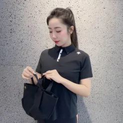 Bestseller Descente Kurzarm Schwarz Baumwolle Sportlicher Luxus