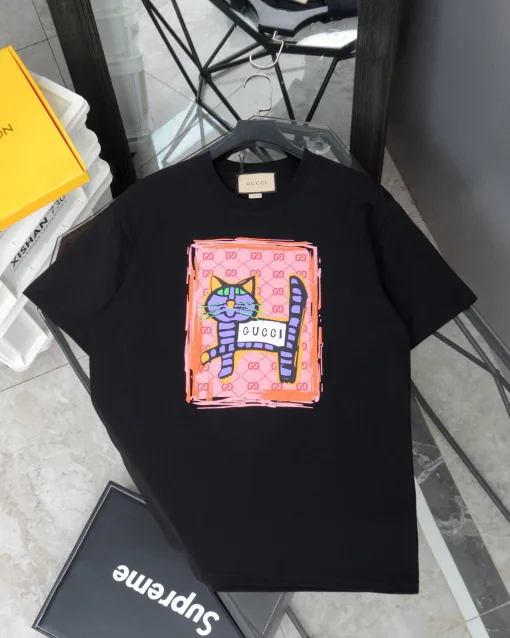 Bestseller Gucci Kurzarm Schwarz Print Luxus