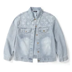 Luxus-Jeans aus silberner Baumwolle mit Monogramm von Louis Vuitton
