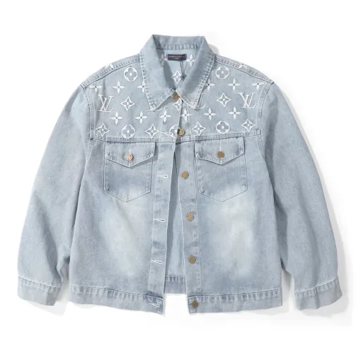 Luxus-Jeans aus silberner Baumwolle mit Monogramm von Louis Vuitton